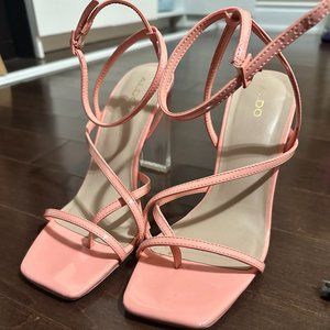 Pink Sqaure Sandal Block heels